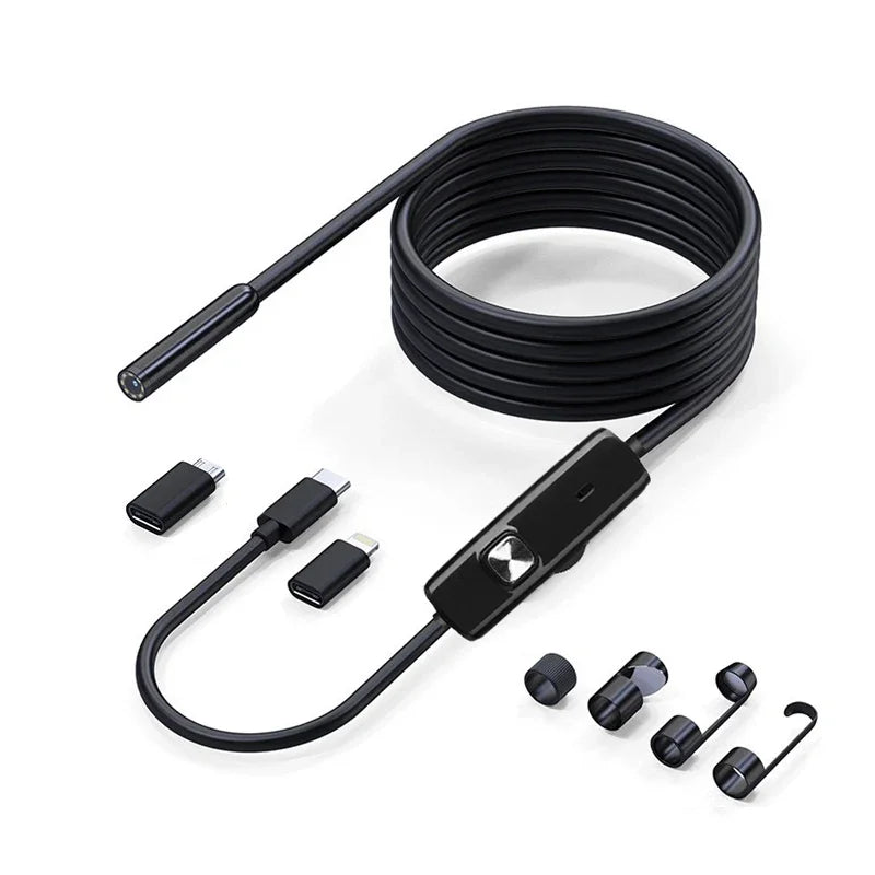 8mm 1080P Endoscope Automotive Boroscope Inspection Device Camera For Apple Iphone IOS Smart Phone Android Type C Cars Mobile