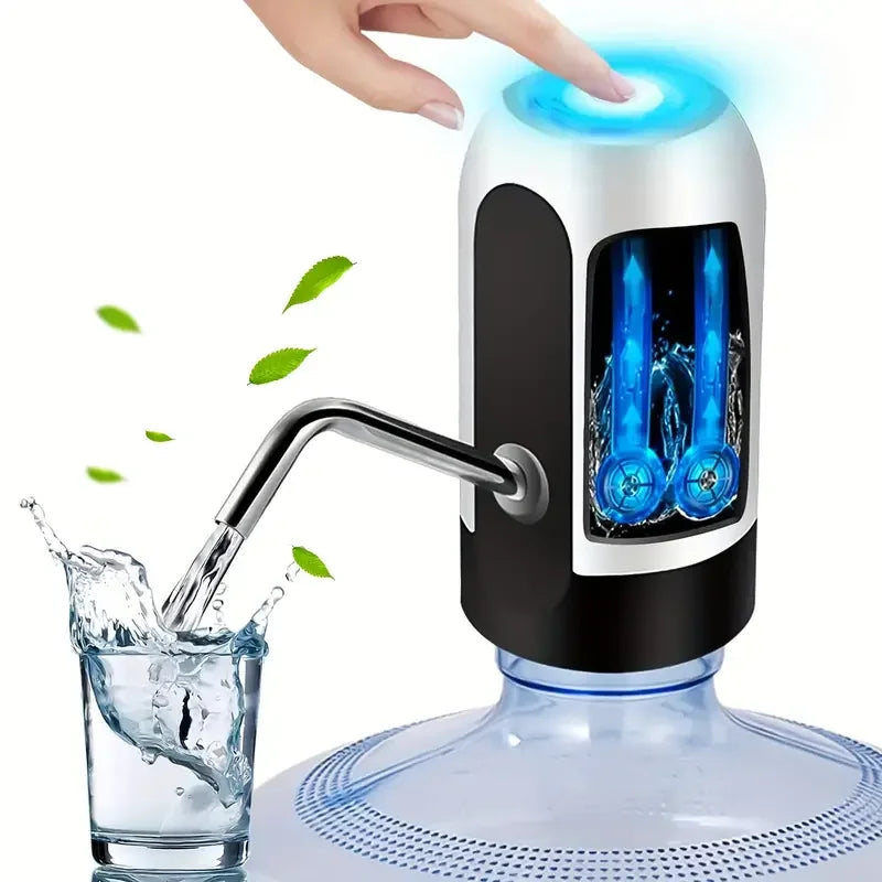 USB Rechargeable Electric Water Bottle Pump Automatic Drinking Water Dispenser with Power Switch Portable for Camping
