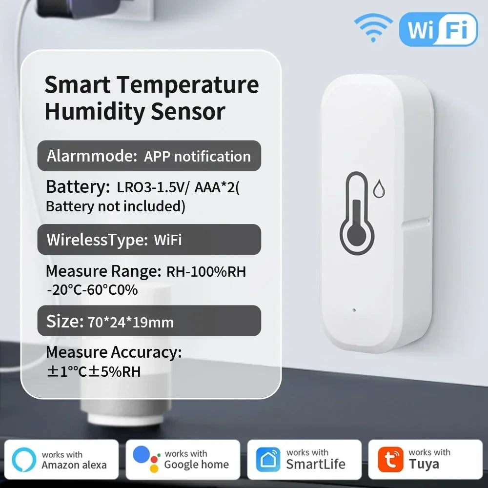 For Tuya WiFi/Zigbee 3.0 Temperature Humidity Sensor Smart Home Indoor Hygrometer Thermometer Real-time Monitor Google Home