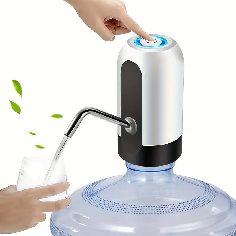 USB Rechargeable Electric Water Bottle Pump Automatic Drinking Water Dispenser with Power Switch Portable for Camping