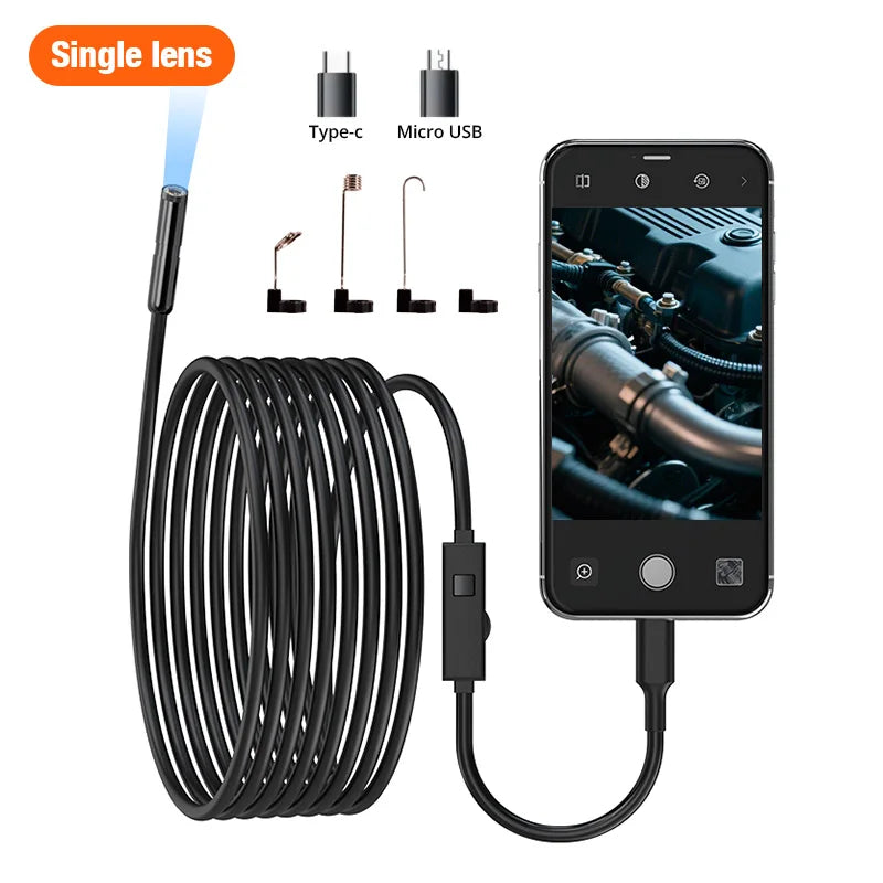 KERUI Single/Dual Lens Endoscope Camera For iPhone iPad IOS & Android Type-c Led Light IP67 Borescope Industry Inspection Camera