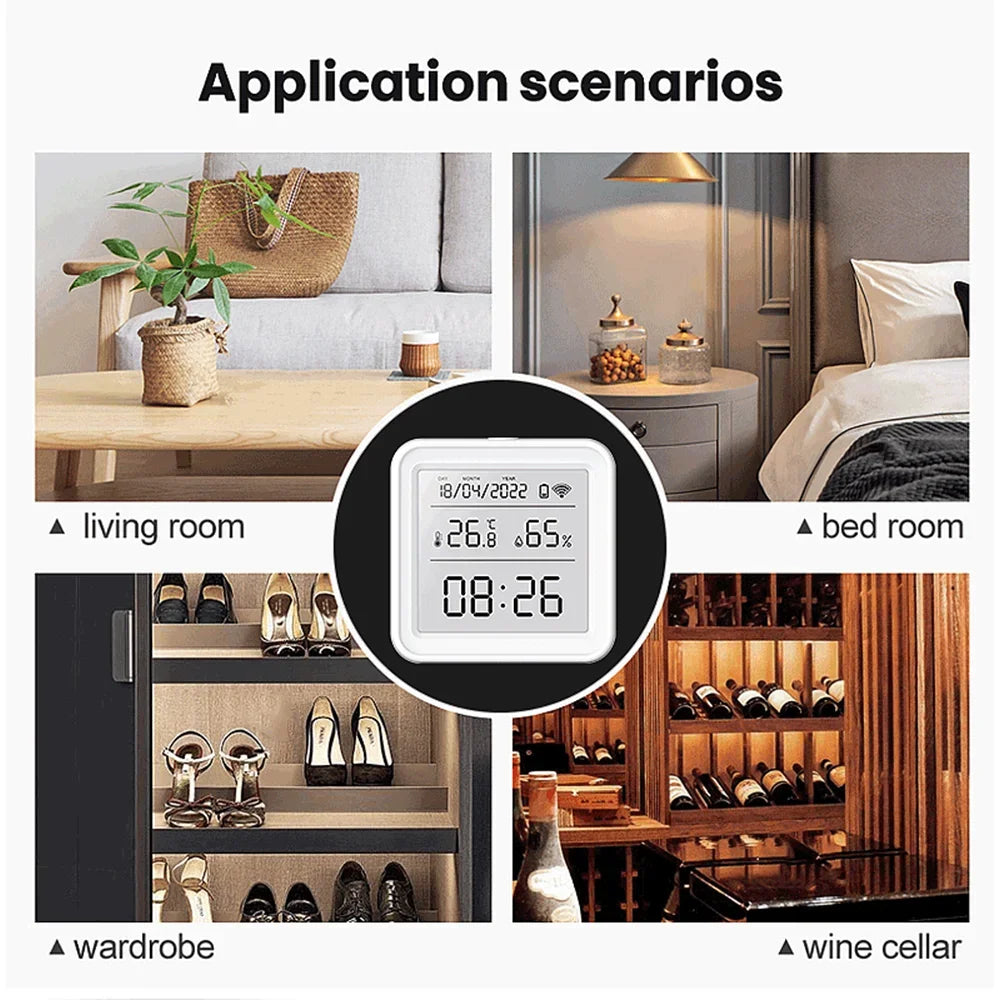 Tuya Zigbee WiFi Temperature Humidity Sensor Hygrometer Thermometer Detector Smart Life Remote Control Support Alexa Google Home