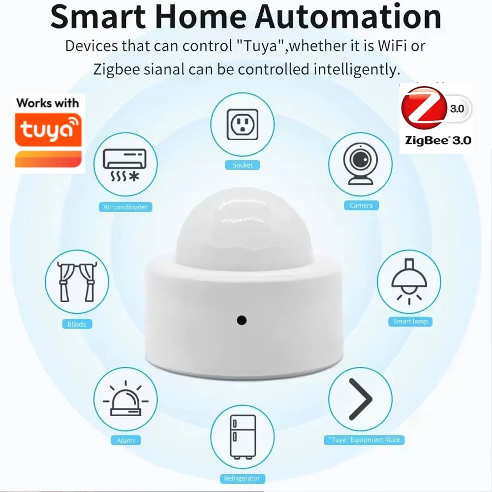 Zigbee 3.0 PIR Motion Sensor & Light Detector Infrared Smart Sensor Wireless Home Alarm System Works with Tuya Alexa Google Home
