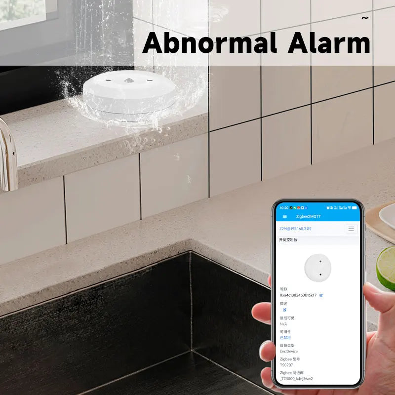 Zigbee 3.0 Smart Water Sensor Flood Leak Detector Remote Monitoring for Kitchen/Bathroom Support Home Assistant Zigbee2mqtt