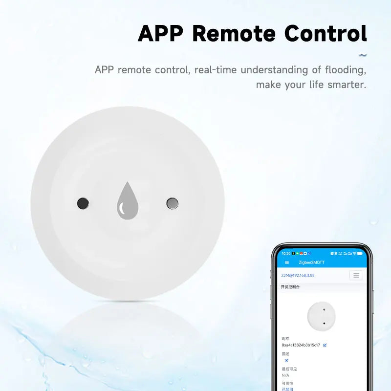 Zigbee 3.0 Smart Water Sensor Flood Leak Detector Remote Monitoring for Kitchen/Bathroom Support Home Assistant Zigbee2mqtt